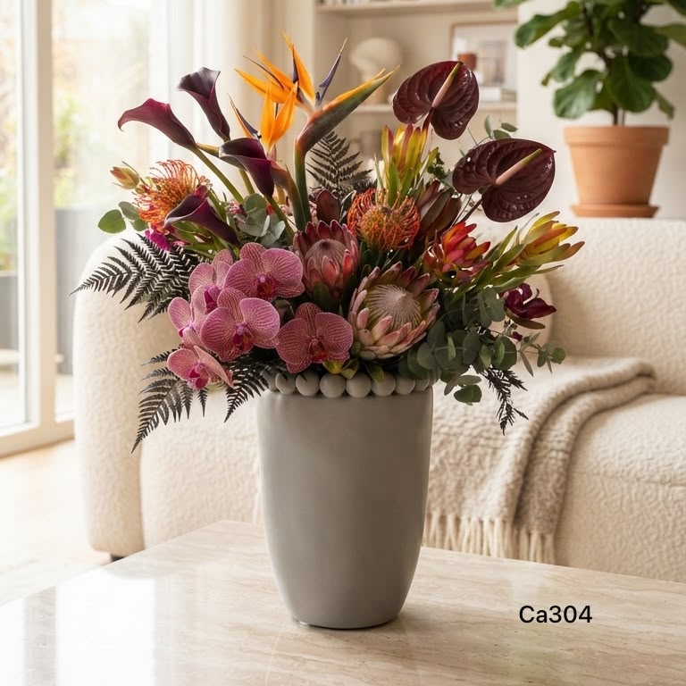 Florero gris grande detalle bolas ceramica 19cm* 19cm* 25cm HP798-1